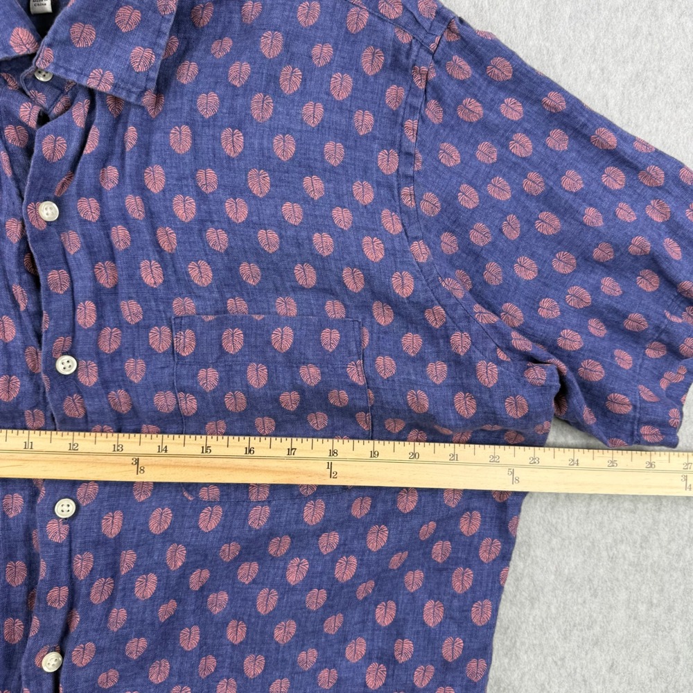 Peter Millar Shirt Mens Large Blue Floral 100% Linen Short Sleeve Button Up - Picture 8 of 9